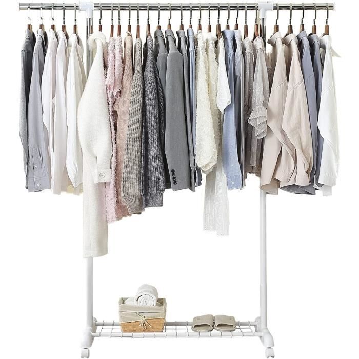 Portant à Vêtements, Tringle à Vêtements Réglable Avec Roulettes, Porte-manteau,Tringle à