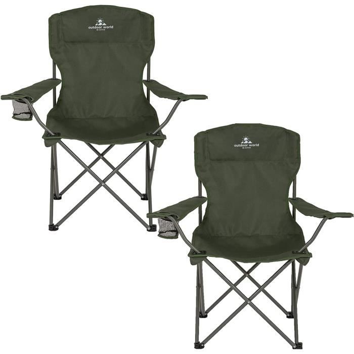 Outdoor World 2 chaises de camping pliantes,Siège confortable,Siège