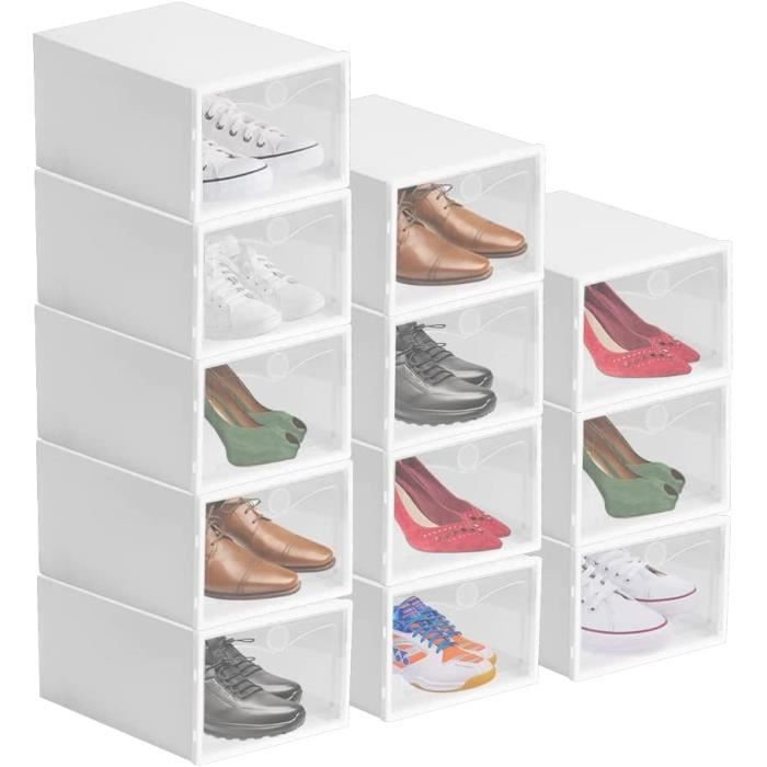 12 PCS Boîte à Chaussures Transparente 33*23*14.5cm Boite