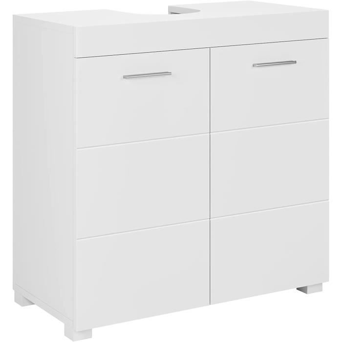 Yaheetech Meuble Sous Lavabo Salle De Bain Blanc - Armoire 60x30x90cm Avec 6 Compartiments Et Placard