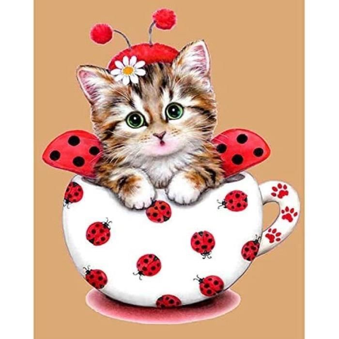 Kit Diamond Painting Chat 5D - Broderie Diamant 30x40cm - Loisir Créatif Adulte/Enfant - Anti-Stress
