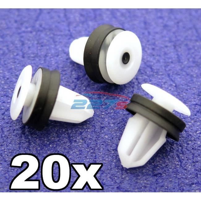 10x Gris Plastique Sapin TRIM CLIPS 7 mm Trou 14 mm tête de voiture fixation attache