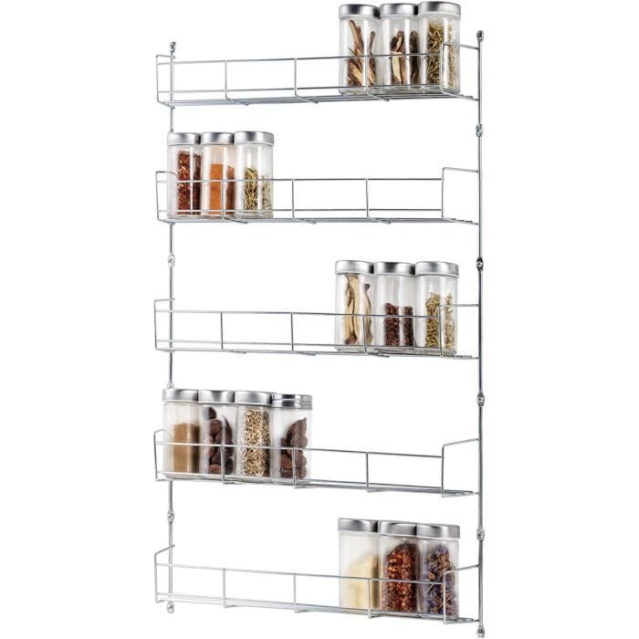 Étagère à épices murale 5 étages grand support mural pour 40 pots de