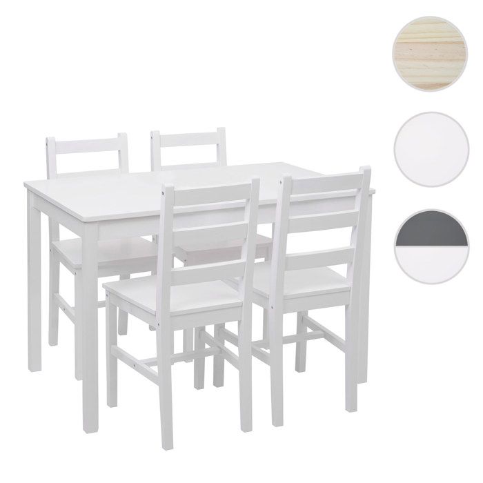 MCW Ensemble de salle à manger MCW-F77 bois massif 110 cm blanc