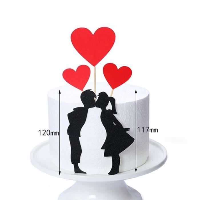 LIVESTN Personnalisé gâteau de Mariage Mr & Mrs,Gâteau de Mariage en Bois Topper et 108 pièce Cœur en Bois Décoration de Gâteau,pour Mariage/Fiançailles/Saint-Valentin/Anniversaires De Mariage 