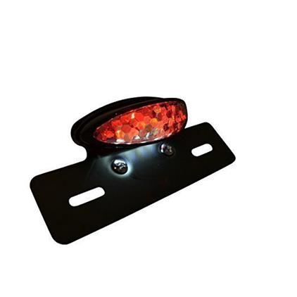 Support De Plaque D'immatriculation + Feu Stop Noir Mat Bullet Style Avec Grille Pour Moto