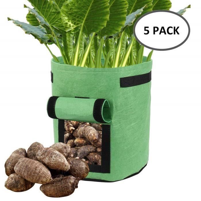 5 Pcs Sacs de Plantation de Jardin Sacs à Plantation de Pommes de Terre pour Faire Pousser des Légumes Grow Bag Pot Planter avec ac