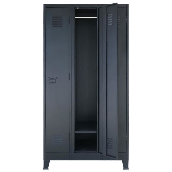 vidaXL Garde-robe M/étal de Style Industriel 90x45x180 cm Noir Armoire Bureau