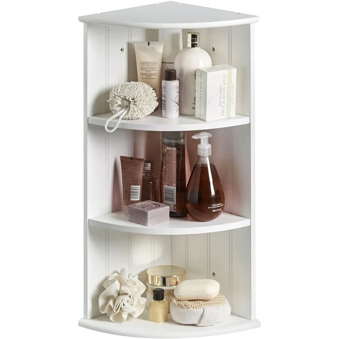 Meuble de Rangement d’Angle 2 Étagères Blanc 25.5 x 25.5 x 60.5 cm