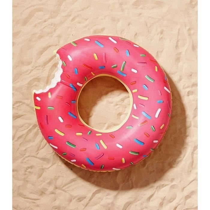 Bouée Donut Croqué Géante Gonflable Piscine Plage Matelas 107X27 cm Détente Fun 