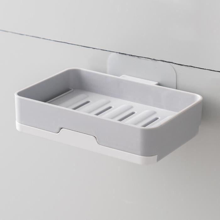 Porte-Savon Mural Sans Percage Avec Filet Mousse - Salle De Bain - Blanc - Rabattable