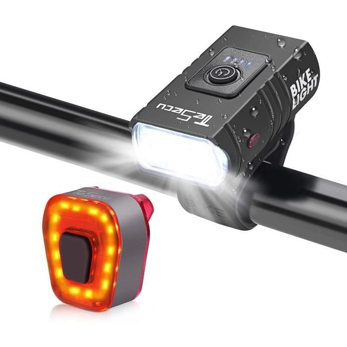 Phare Vélo Avant + Feu Arrière Rechargeables - Étanche, 3 Modes, Réglable, Pour Vélotaf Et Randonnée