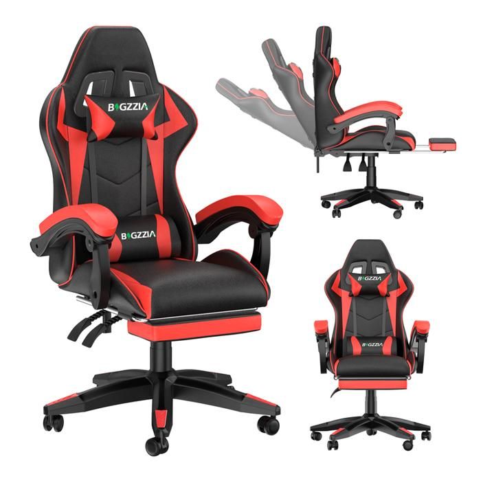 Chaise de gaming de bureau avec repose-pieds ergonomique piv
