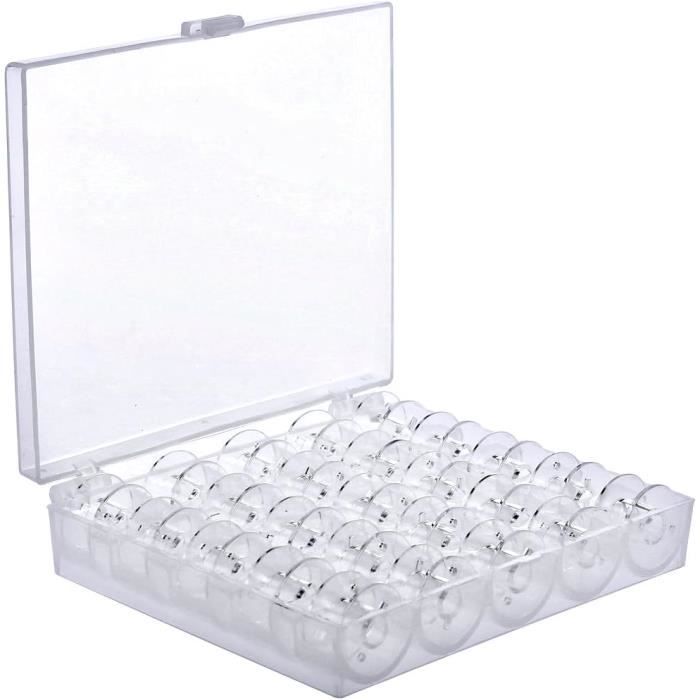 Lot De 2 Boîtes De Rangement En Plastique Transparent Avec 25 Emplacements Vides Pour Machine à Coudre