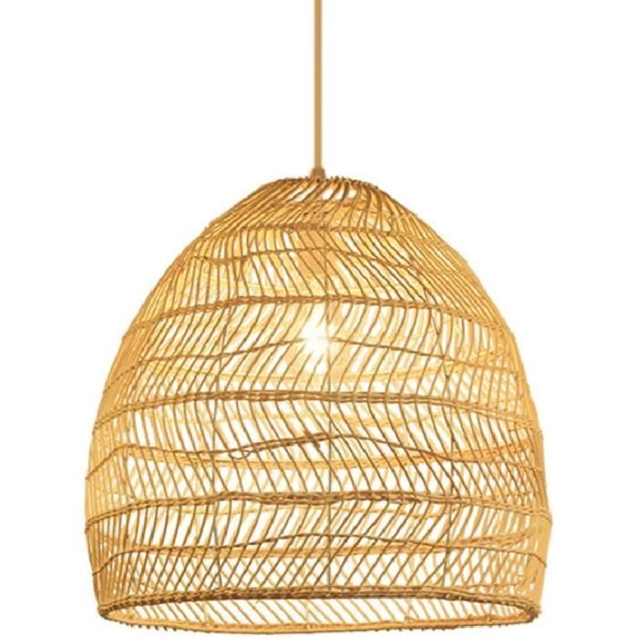 1 blanc tissé à la main en rotin bohème style suspension, tissé à la main panier abat - jour pour salle à manger, Salon D40 cm x H30 cm | Leroy Merlin