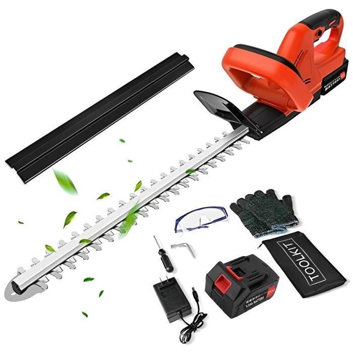 Taille-Haie Sans Fil 21V 800W – Lame Double Face 51 Cm – Batterie Rechargeable + Chargeur – Coupe Branches Jusqu’à 15 Mm – Idéal Jardin & Haies (Rouge)