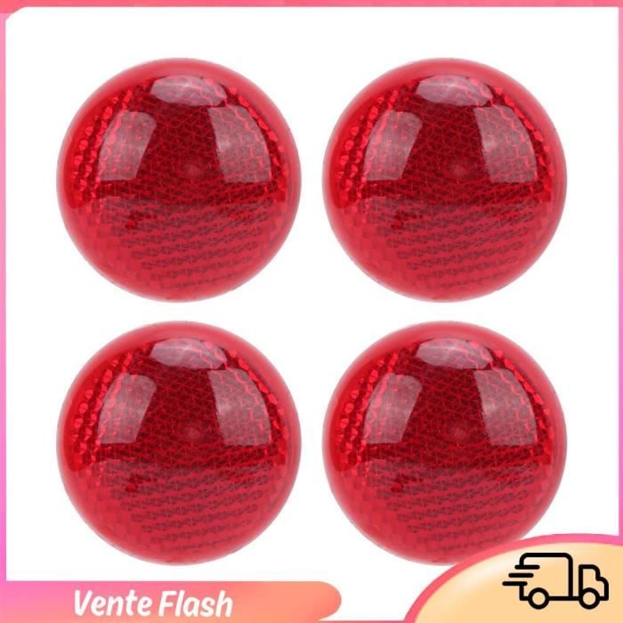 Autocollant Réfléchissant Rond pour Voiture Moto - DILWE - 4PCS - Rouge - ABS - 42 cm