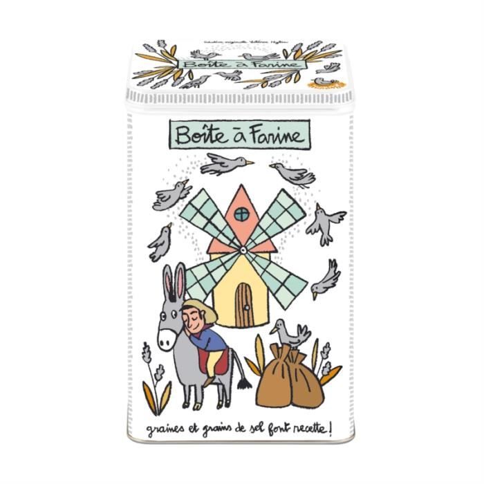 Boîte à Farine En Métal Avec Fenêtre Et Bec Verseur Motif Tulipes - 21x14,5x10,5 Cm - 8