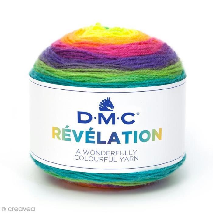 Laine Révélation Multicolore DMC - 150 g Laine Multicolore Révélation, de DMC :Coloris: Arc-en-ciel 202, bleu, vert, jaune, orange,