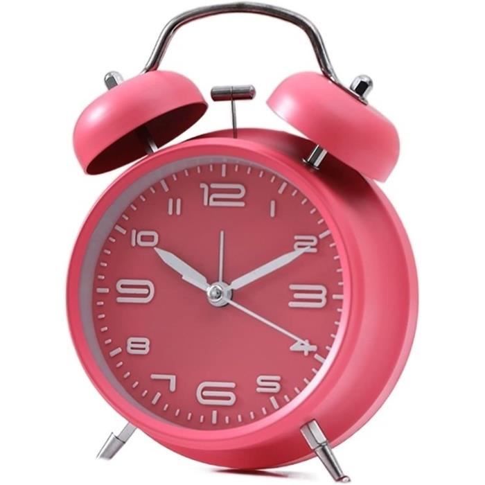 Réveils Licorne pour Filles,Réveils de Chevet Silencieuses avec Rétro-éclairage,Horloges à Double Cloche Vintage Non Tic-tac pour Les Gros Dormeurs [Classe énergétique A