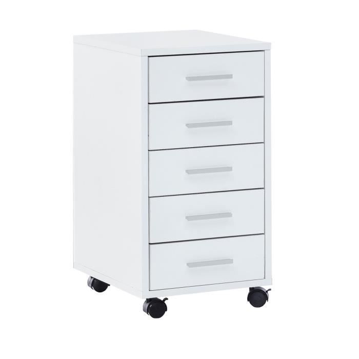 Conteneur à roulettes - FINEBUY - LARA - Bois - Blanc