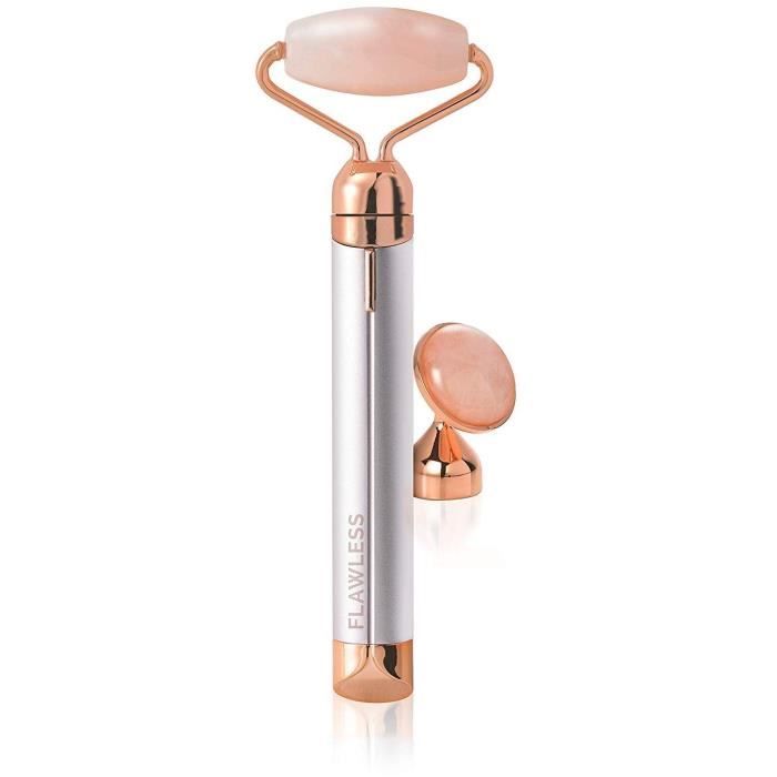 Roller Visage en Quartz Rose Finishing Touch Flawless Contour - 2 embouts - pile incluse - FLAWLESS 