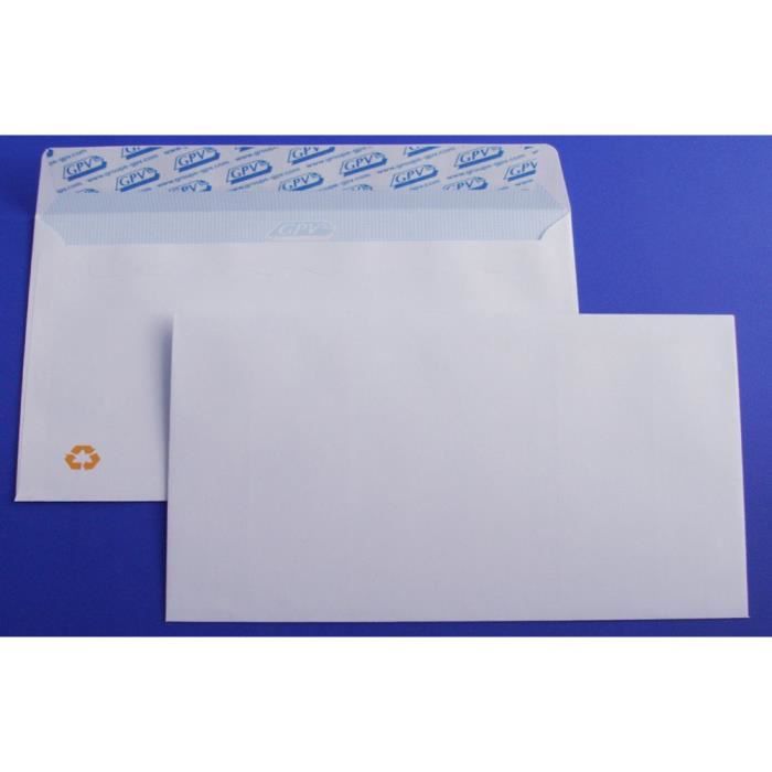 article :  125638E Paper24 lot de 100 enveloppes dL 110 x 220 mm-blanc 70 g/m² avec fenêtre 