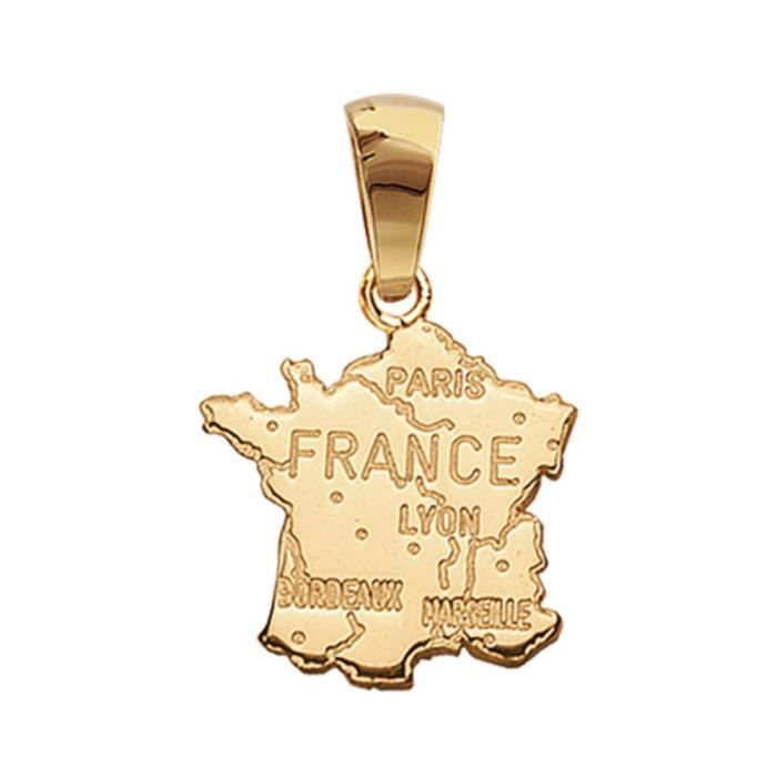 Pendentif Carte Italie Plaqué Or 750/000 - Chaîne Optionnelle - Homme/Femme