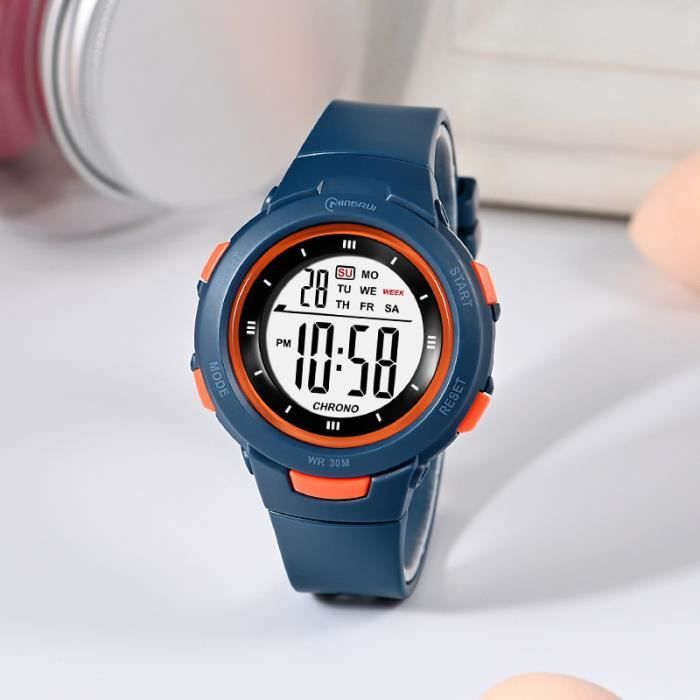 SHARPHY Montre Enfant Garçon LED Numérique Jaune Multifonction Sport