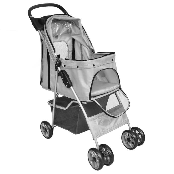 Poussette pour animaux - YINGMSHOP - Gris - Pliable - 15 kg - PVC et polyester