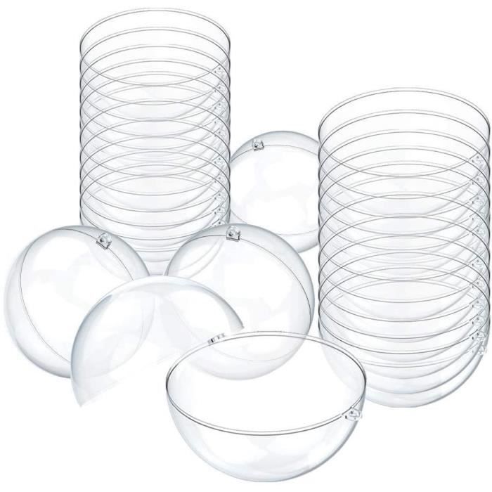25 Boules De Noël Transparentes à Remplir - 7 Cm En Plastique - Décoration DIY Pour Sapin, Mariage, Fêtes