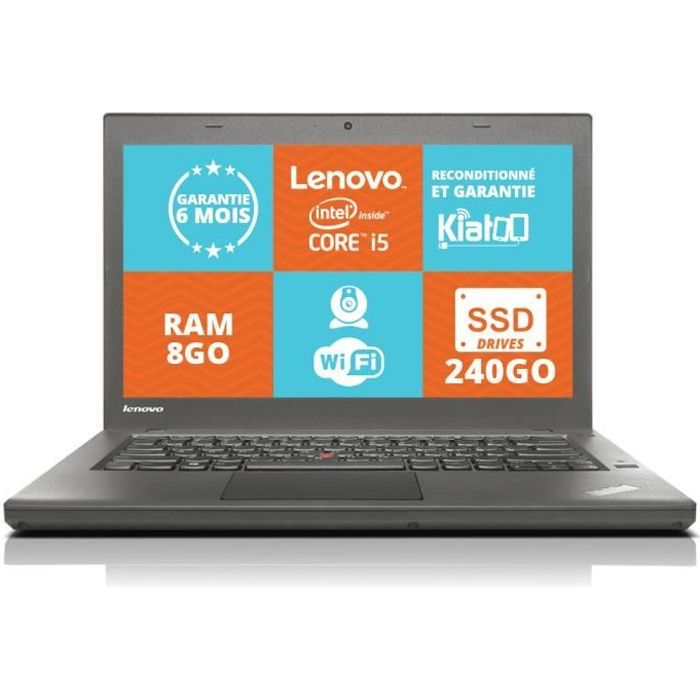 Top achat PC Portable Ordinateur portable Lenovo Thinkpad T440 core i5 8go ram 240 go SSD drives,pc ,w8 pas cher