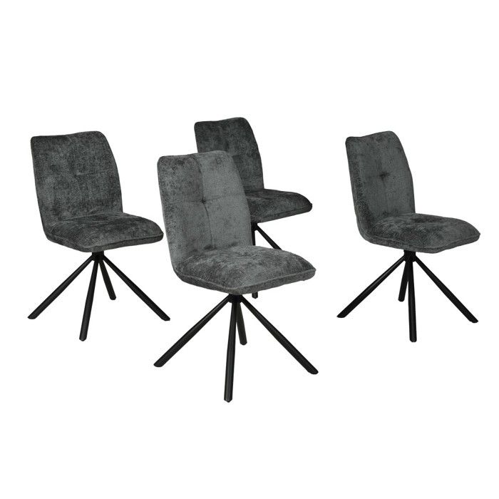 Lot de 4 chaises pivotantes de salle à manger CORTINA / Gris foncé Lot de 4 chaises pivotantes de salle à manger CORTINA / Gris foncé