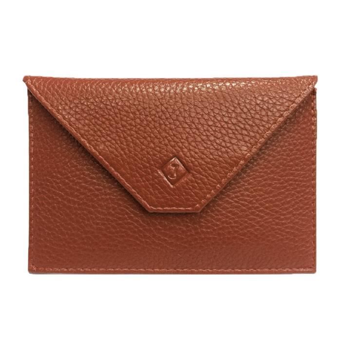 Porte carte papier voiture enveloppe étui carte RFID, carte grise,  crédit, permis, assurance, identité, cuir LOLUNA® (Marron)