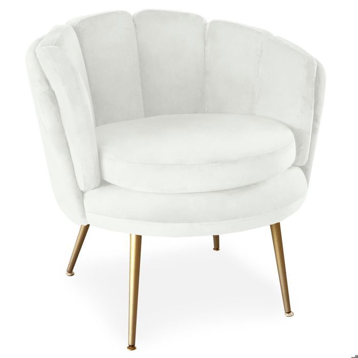 MENZZO Fauteuil arrondi Brenda Velours Blanc MENZZO Fauteuil arrondi Brenda Velours Blanc
