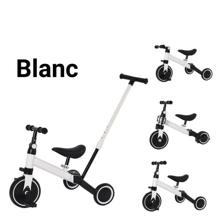 Tricycle évolutif pour enfant MENGDA Blanc 5 en 1 Putter contrôlable Sans pédale 12