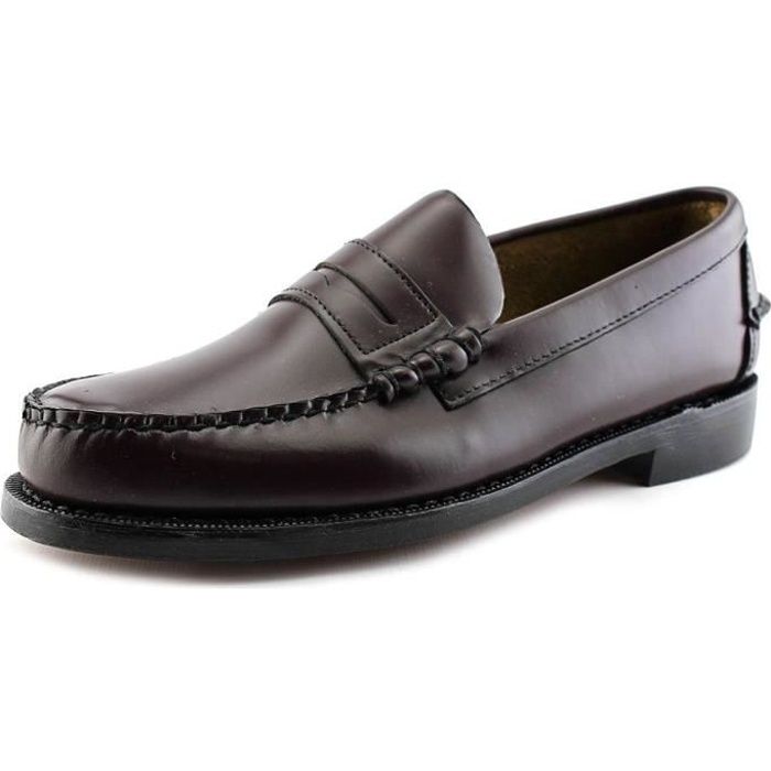 Sebago Classic Hommes Large Cuir Mocassin Rouge Cdiscount Chaussures