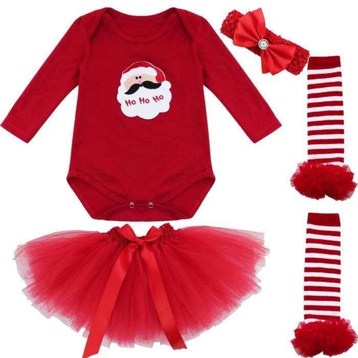 Bebe Fille Body Noel Ensemble Rouge 0 9 Mois Deguise Santa A Manche Longue Fete Anniversaire A Rayures En Tulle Rouge Cdiscount Pret A Porter
