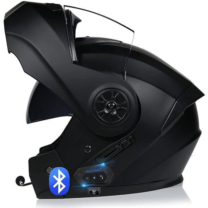 Casque modulable avec Bluetooth intégré, Casque de Moto Silencieux avec Double visière, Casque intégral, Casque intégral avec Pare-Soleil, Casque de Moto certifié ECE H,L59-60CM