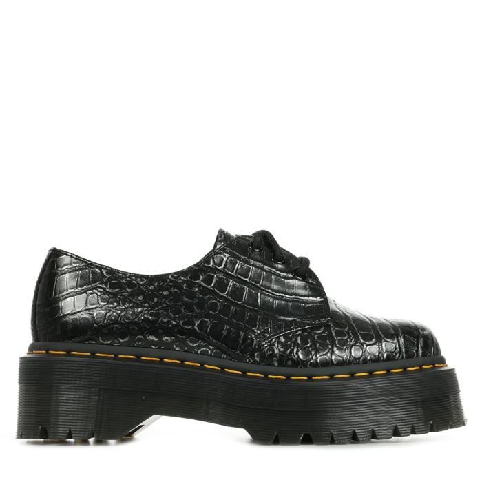 Derby Dr Martens 1461 Quad Croc - Femme - Gris - Cuir - Lacets