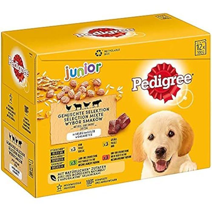 Nourriture humide pour chien - PEDIGREE - Sélection mixte en gelée - 4 variétés - 12x100g - 100% naturel
