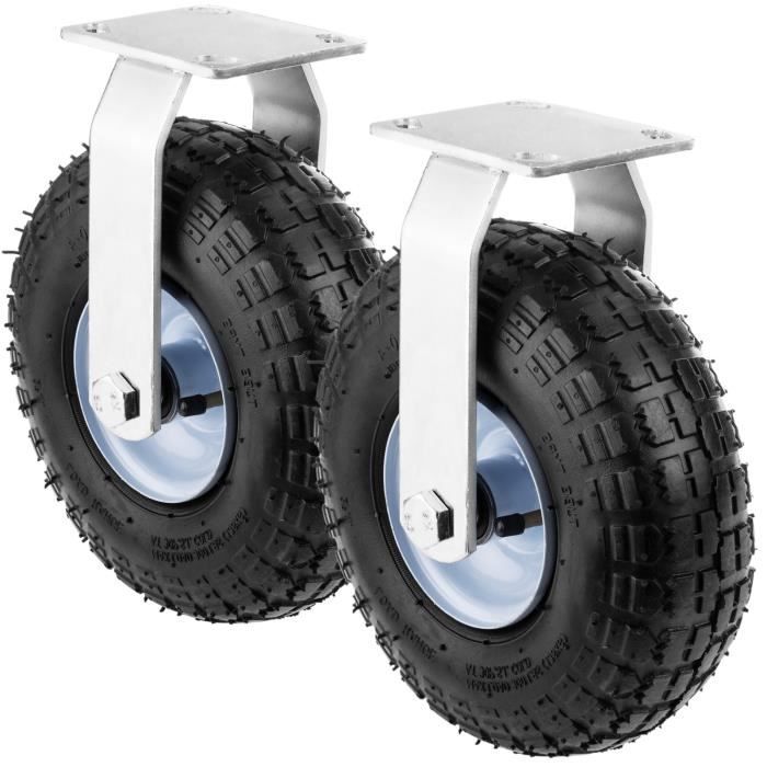 2 Roues Pleines Pour Brouette 8x2.5 Pouces - Charge Max 70 Kg Chacune - Jante Métal, Anti-crevaison - Remplacement Facile