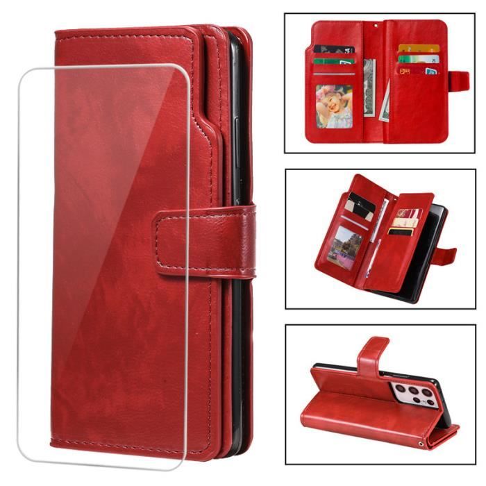 Housse Effet Cuir + Verre Trempé Pour Xiaomi Redmi Note 11/10 Pro Etc. - Protection Complète