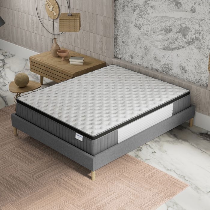 Matelas 120x190cm-Epaisseur 30cm-Ressorts Ensach&eacute;s et Mousse &agrave; m&eacute;moire de forme -