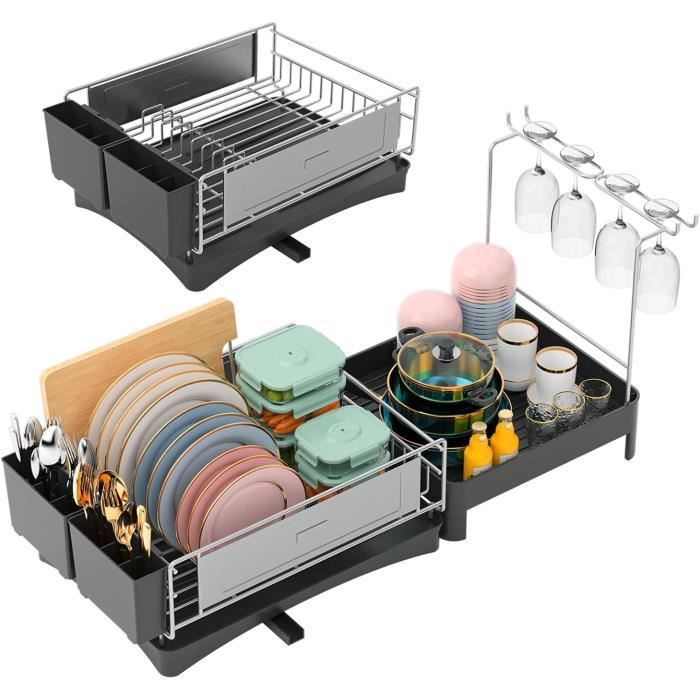 Égouttoir à Vaisselle Compact ZHXMALL Avec Bec Rotatif | Gain De Place Pour évier De Cuisine - Organisation Pratique - 8