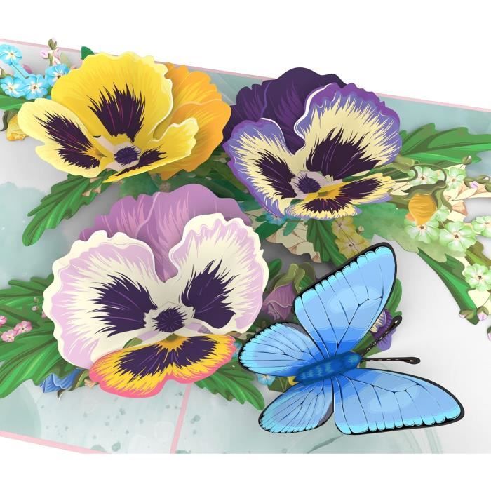 Carte Fleur Pop-Up – Fleurs avec Papillon – Carte cadeau 3D pour