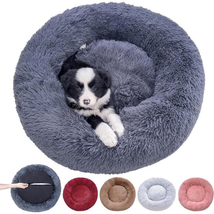 Meilleurs prix pour NAKLULU Panier pour Chien, Lit Rond Amovible et Lavable, Coussin Chien Anti Stress, Diamètre 60cm, Gris foncé261