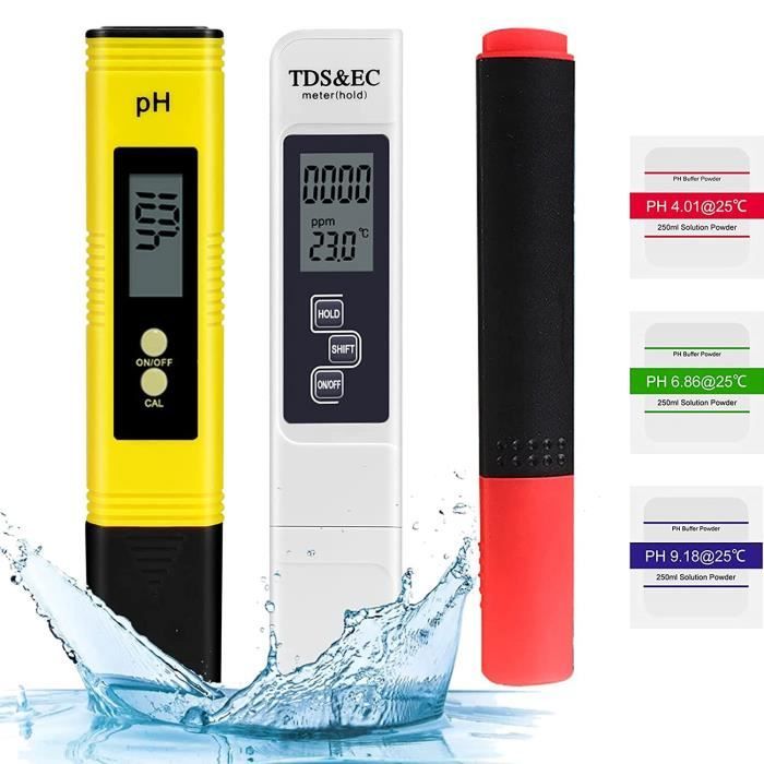 3PCS Testeur de Qualité de l'eau, Testeur pH Mètre électronique