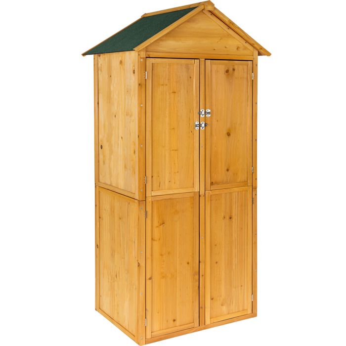 TECTAKE Armoire de jardin à Toit 2 Pans en Bois et en Acier 80,5 cm x