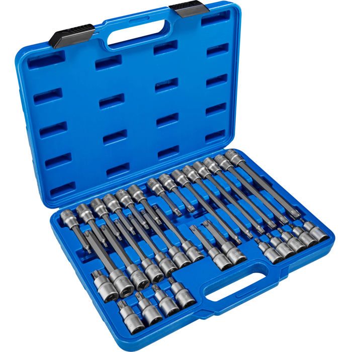 TECTAKE Coffret à Outils 32 Pièces Rallonge pour Clé à Douille Torx en Acier Chrome Vanadium